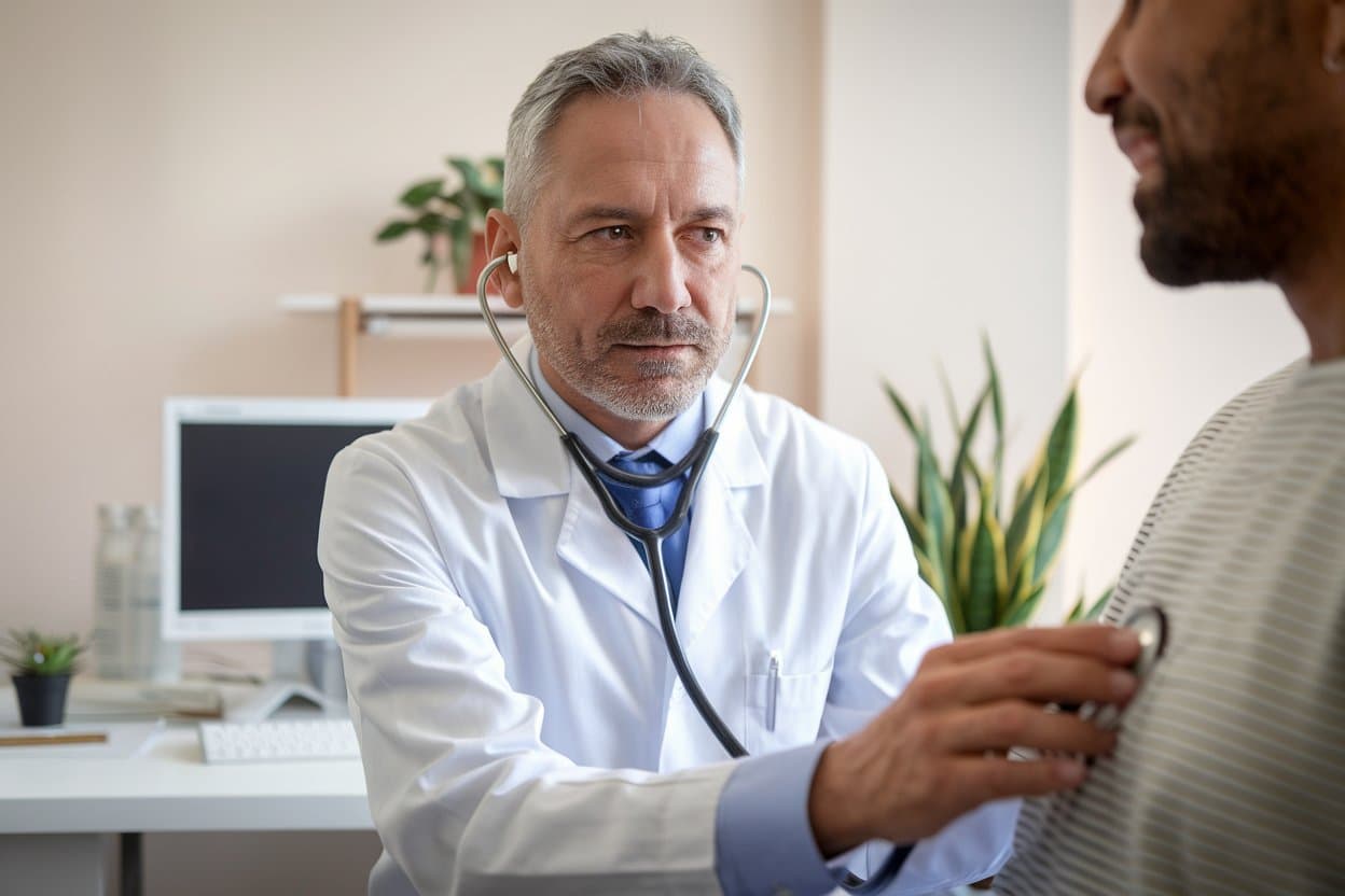 medecin qui ausculte un patient